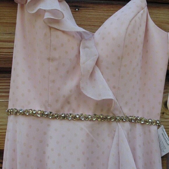 Mac Duggal Womens Pink POLKA DOT ASYMMETRICAL RUFFLE GOWN - Picture 8 of 16